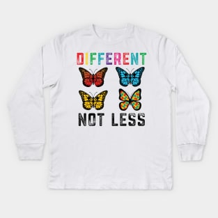 Cute Autism Awareness Butterfly Different Not Less Kids Long Sleeve T-Shirt